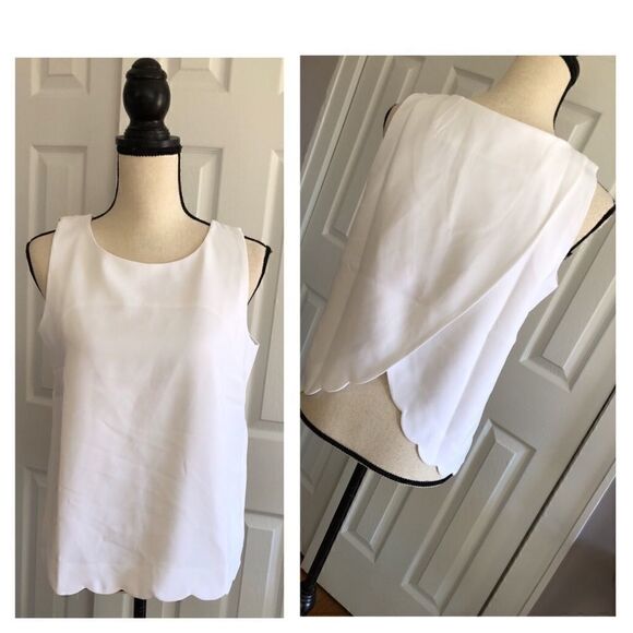 J. Crew Scalloped-hem top with overlapped back - Picture 1 of 15